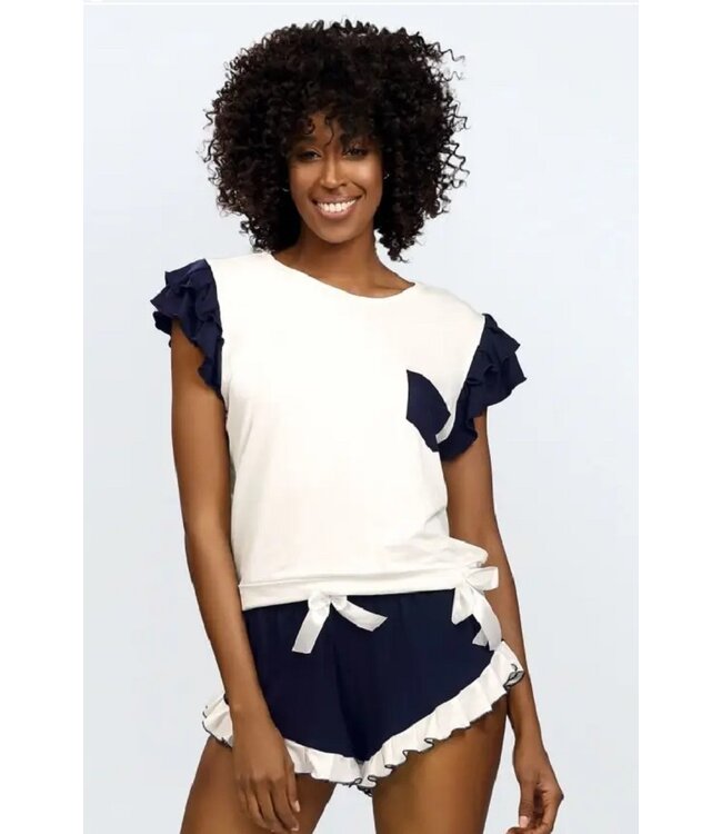 DKaren Shortama Lulu Navyblauw met Gebroken Wit S & XL