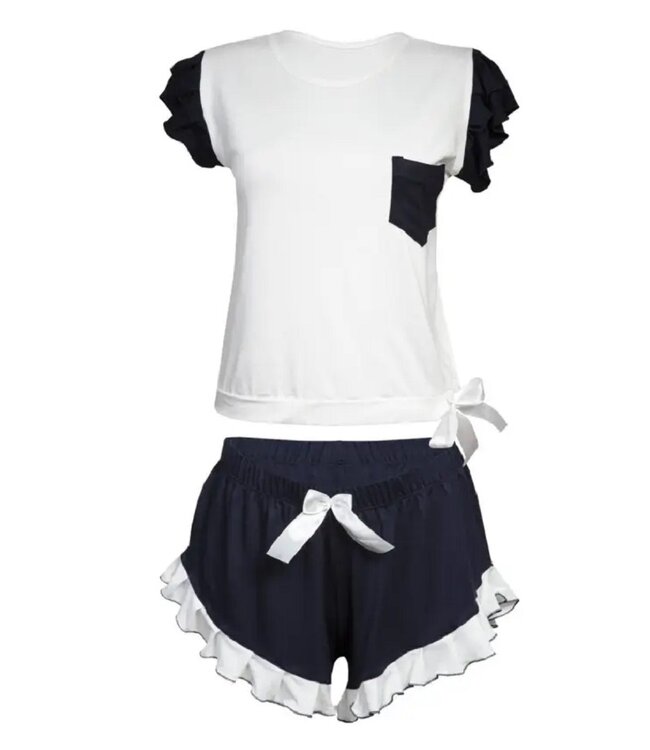 DKaren Shortama Lulu Navyblauw met Gebroken Wit S & XL