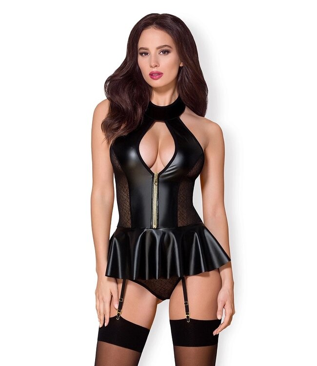 Obsessive Zwarte Wetlook Bustier Vera