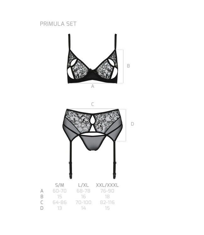 Passion Zwart 3-delig Lingeriesetje Primula
