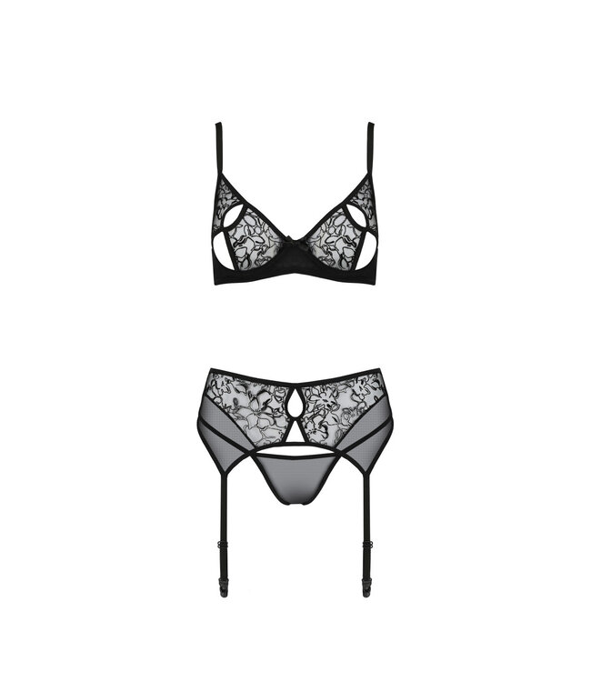 Passion Zwart 3-delig Lingeriesetje Primula