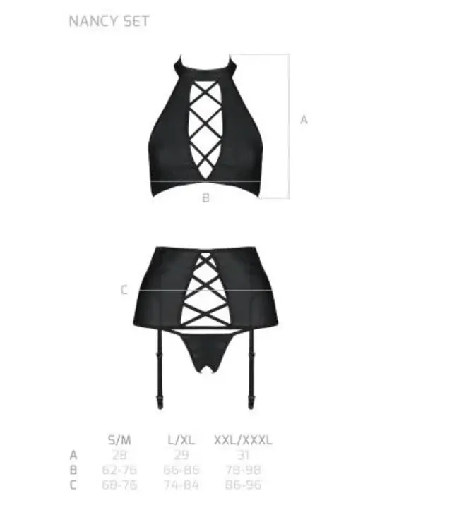 Passion Zwart 3-delig Lingeriesetje Nancy