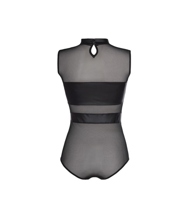 Axami Zwarte klasse Body met imitatieleer