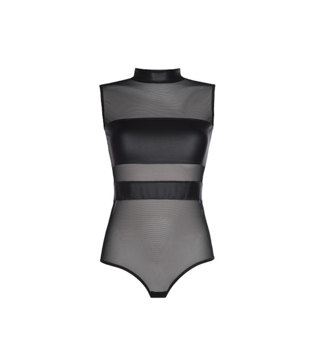 Axami Zwarte klasse Body met imitatieleer