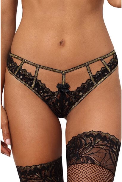 Sensual Paradise Lingerie String Zwart met Goud