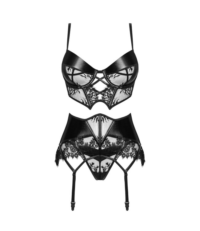 Beauty Night Fashion Leonela 3-delig lingerie setje zwart
