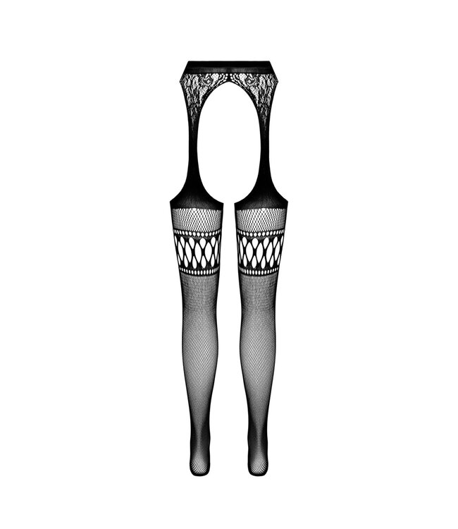 Passion-Exklusiv Panty Sandra open kruisje zwart