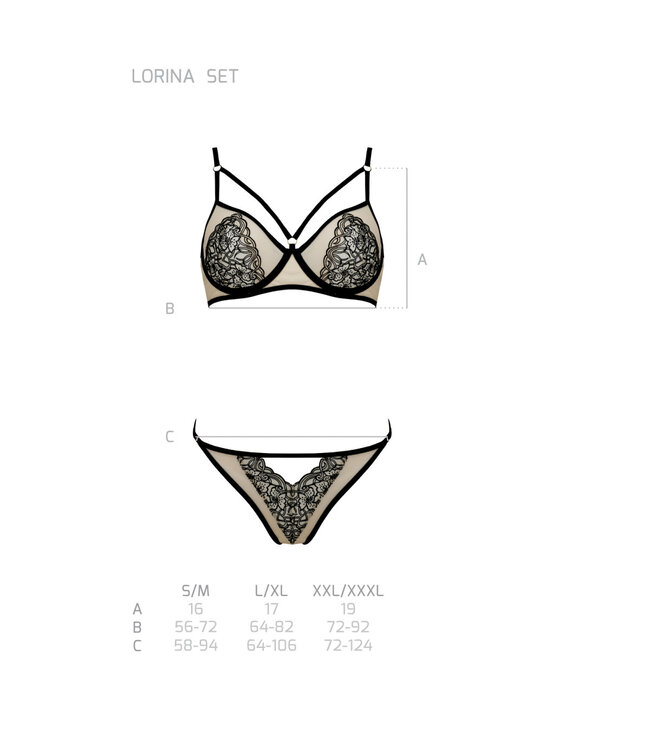 Passion-Exklusiv Lorina 2-delig setje beige-zwart