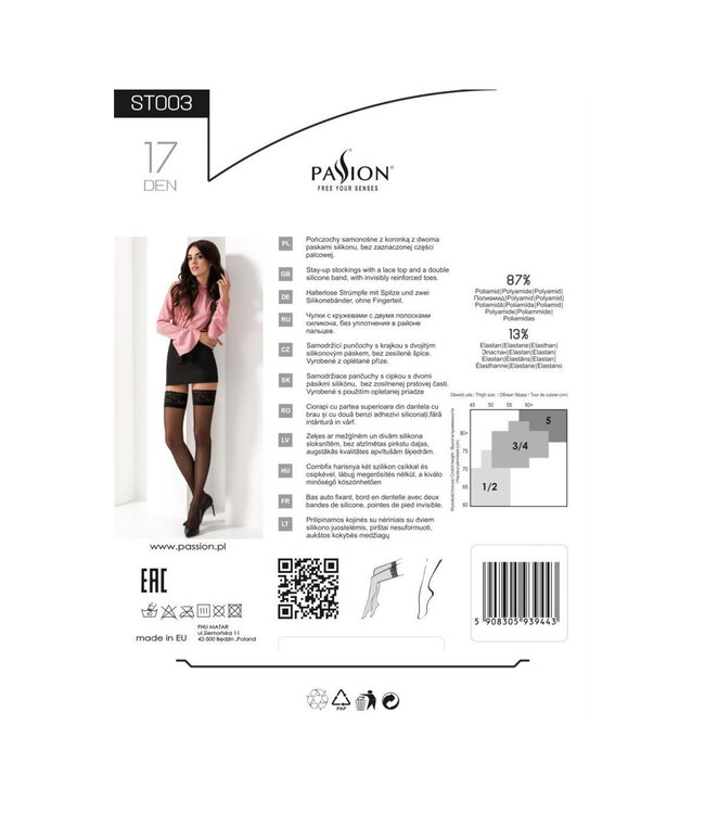 Passion Zwarte Hold Up kousen Passion 17DEN