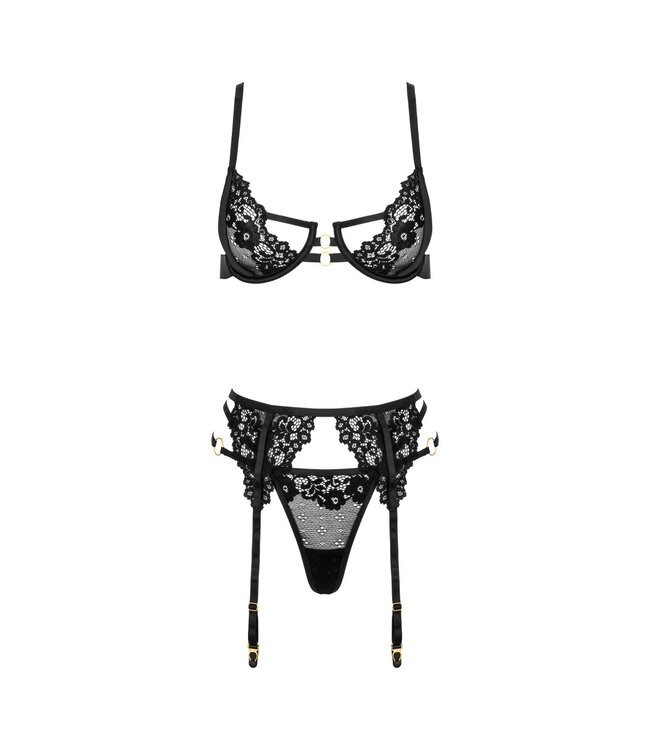 Kotek Zwarte 3-delige lingerieset Lacina