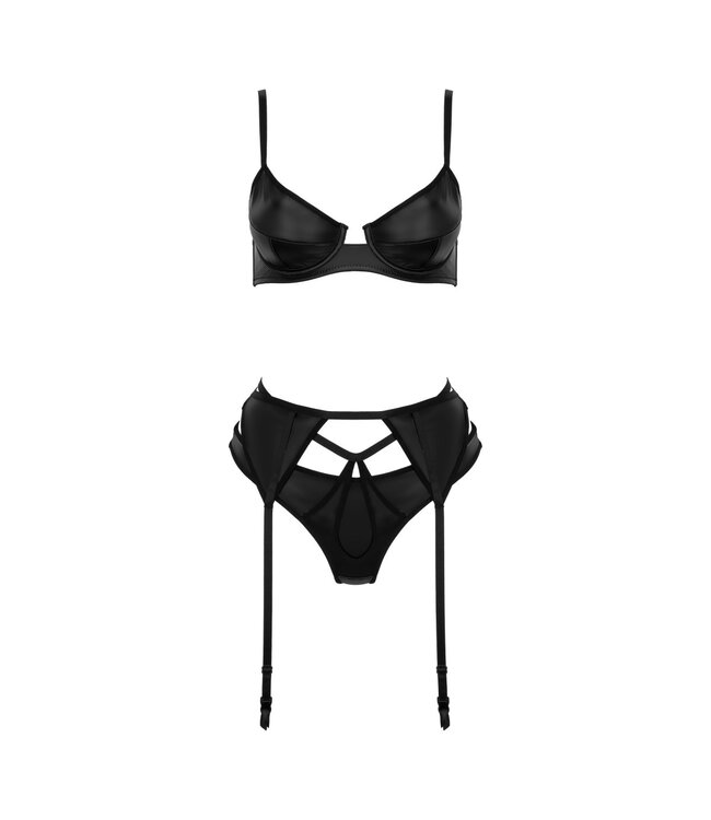 Kotek Zwarte 3-delige lingerieset Blackelia