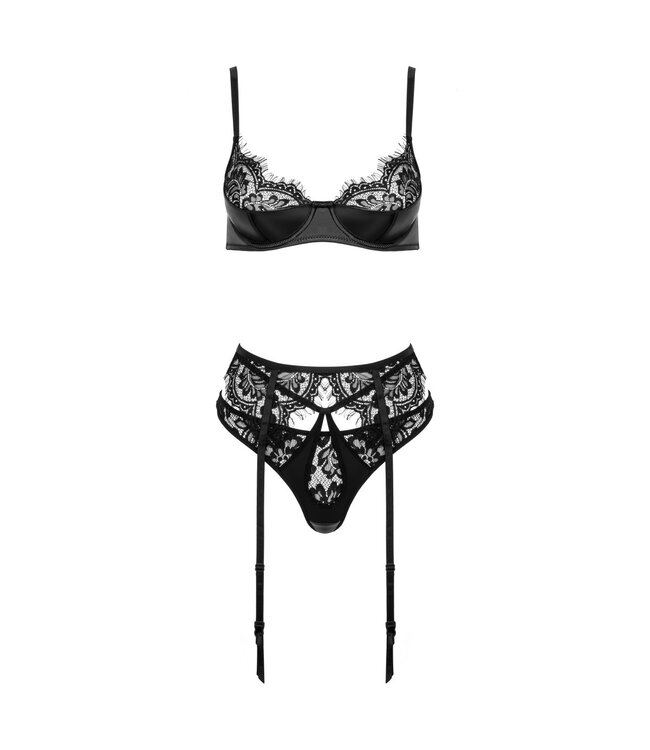 Kotek Zwarte 3-delige lingerieset Candice