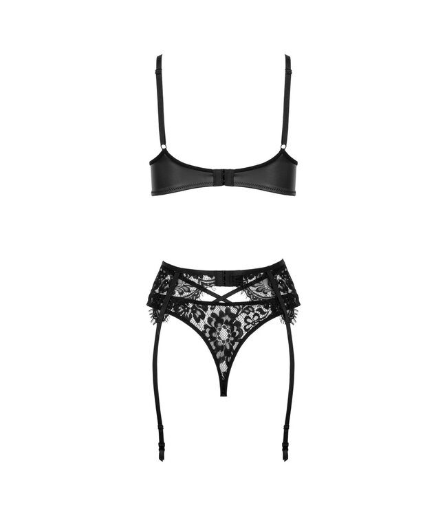 Kotek Zwarte 3-delige lingerieset Candice