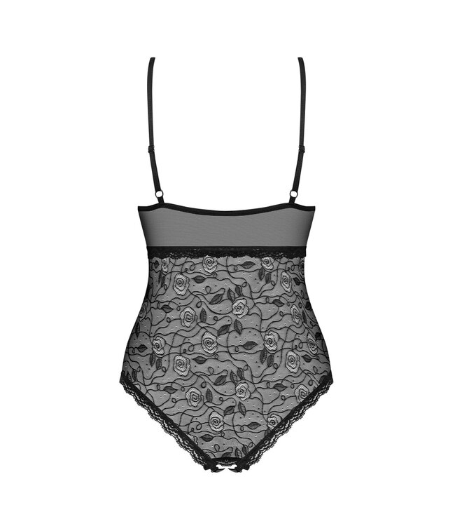 Obsessive SALE L/XL Zwarte sexy Body Rozen motief