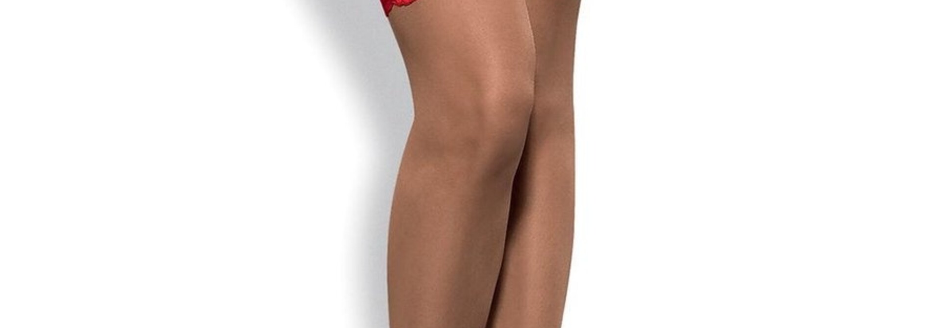 Rode jarretel kousen met kanten rand S/M