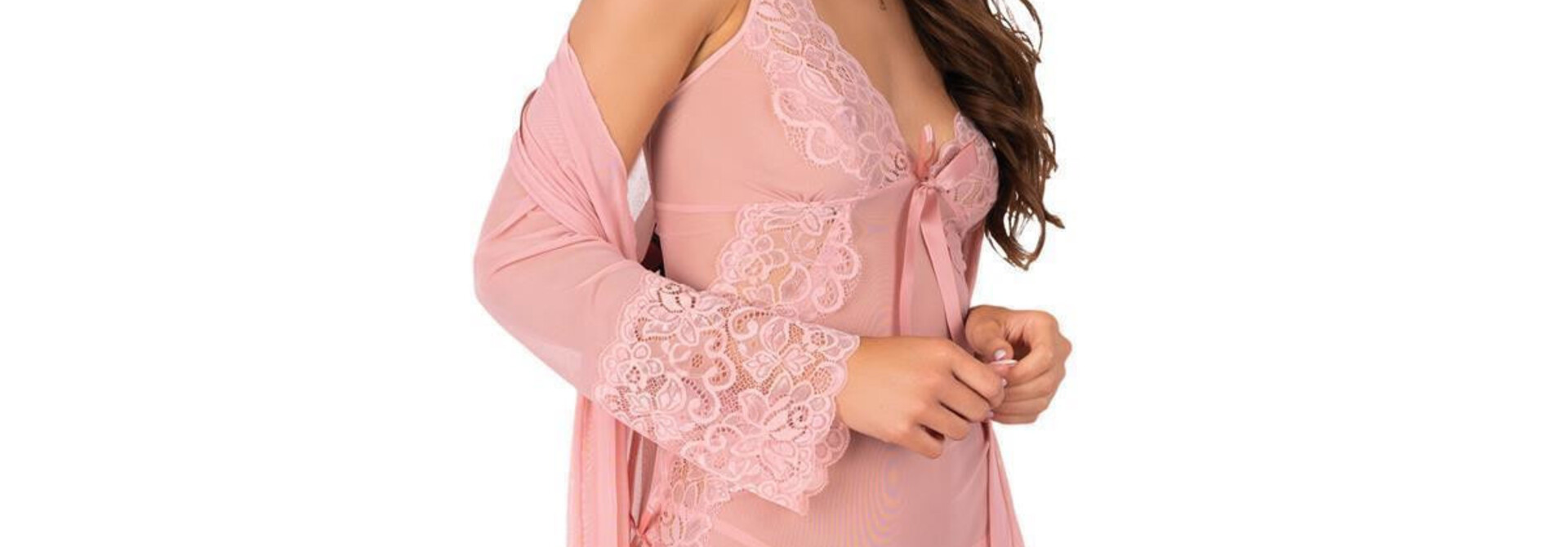 Myardis chemise/peignoir beige 3-delig