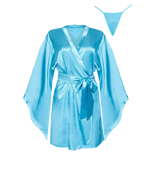 Beauty Night Fashion Samira peignoir & string turquoise