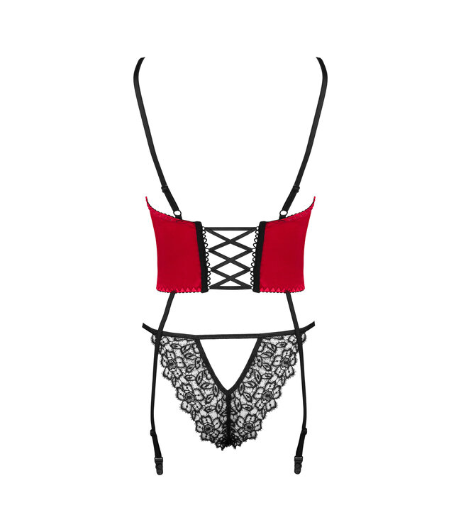 Beauty Night Fashion Olena corset & thong rood-zwart
