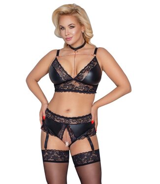Cotelli Soft BH met open kruis jarretel broekje