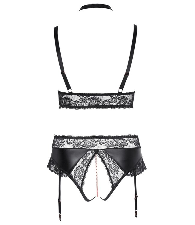 Cotelli Soft BH met open kruis jarretel broekje