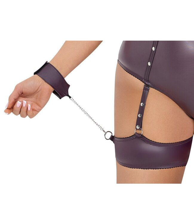 Cotelli Stringbody paars matte look