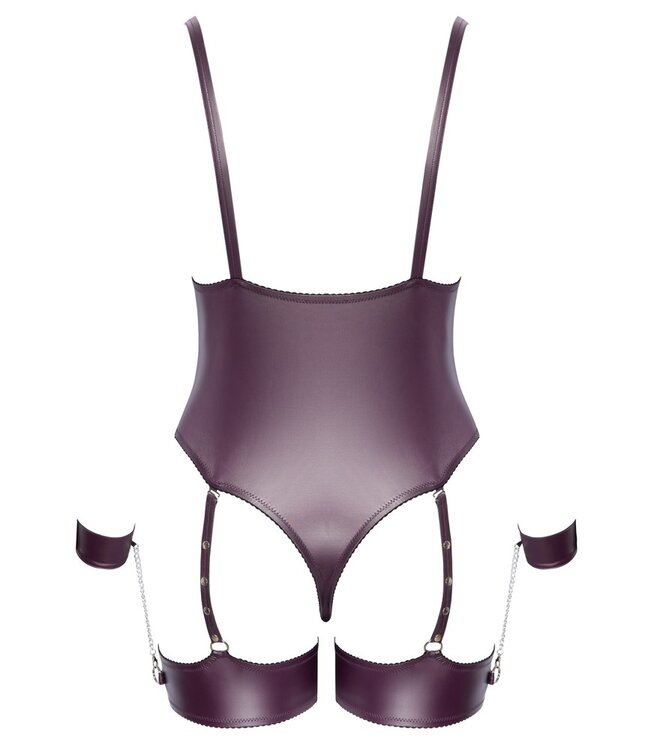 Cotelli Stringbody paars matte look