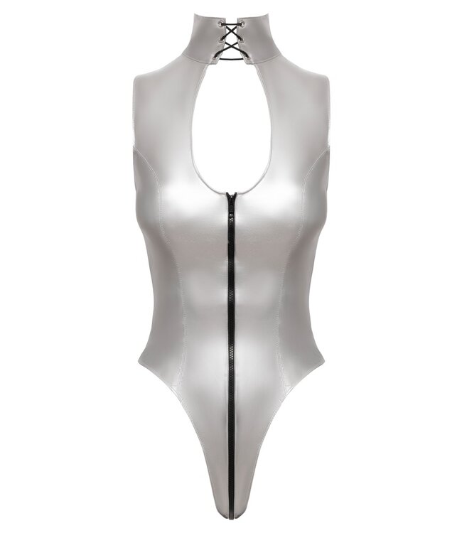 Black Level mouwloze body zilverkleurig