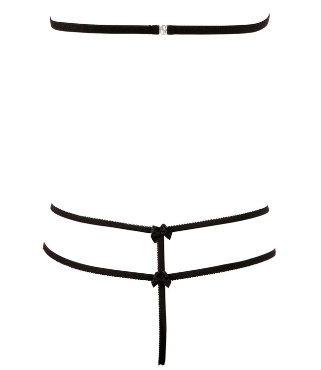 Cottelli Kanten Set Cottelli LINGERIE – Zwarte Halterneck BH en String, Maat S