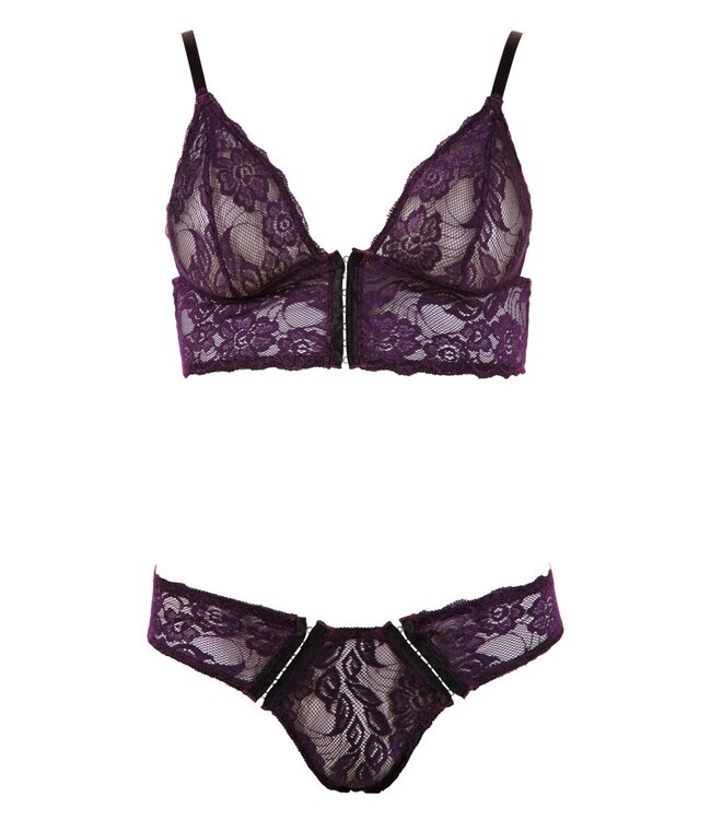 Cottelli Bralette en Slip Set Cottelli LINGERIE - Paarse Kanten Set