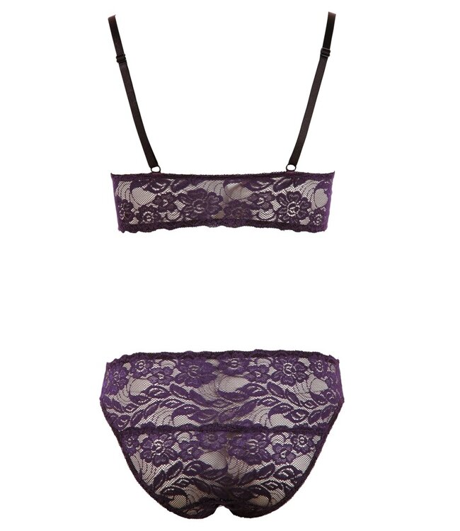 Cottelli Bralette en Slip Set Cottelli LINGERIE - Paarse Kanten Set