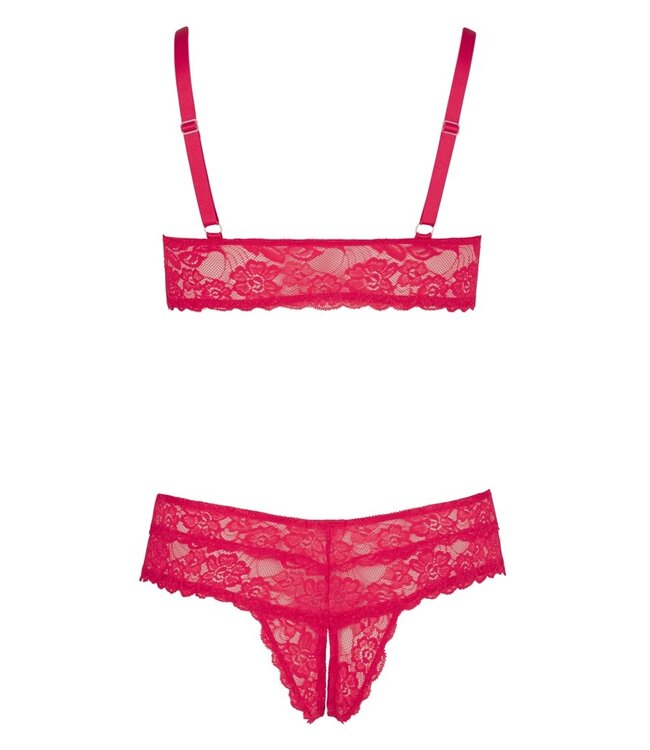 Cottelli BH en Slip Rood Cottelli CURVES - Kanten Set zonder Sluiting