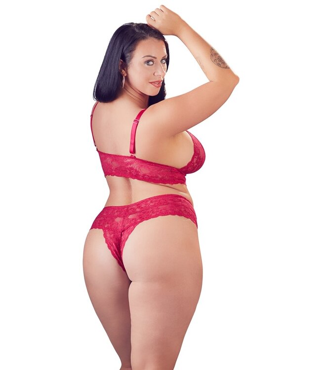 Cottelli BH en Slip Rood Cottelli CURVES - Kanten Set zonder Sluiting