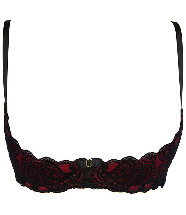 Axami Axami Roxanne - Peek-a-boo BH in rood tule met zwart kant