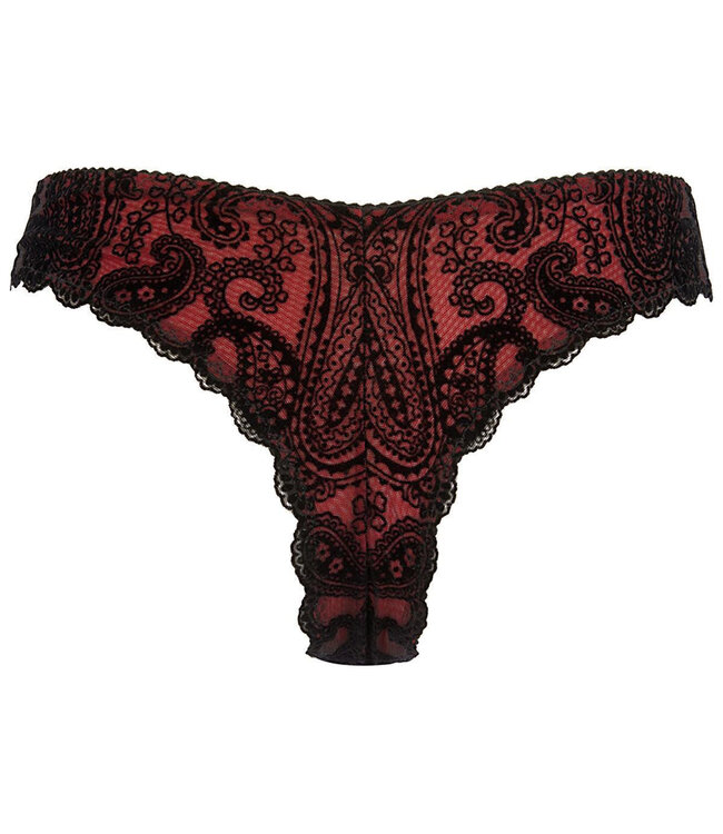 Axami Axami Roxanne - Bijpassende string in rood tule met zwart kant