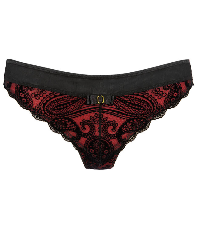 Axami Axami Roxanne - Bijpassende string in rood tule met zwart kant
