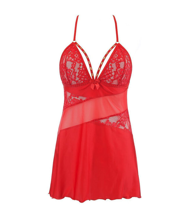 Axami Axami Seraphine - Babydoll met bijpassende string in rood