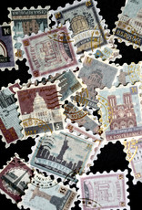 Dekorative Briefmarken-Sticker WELT (15 Stück)