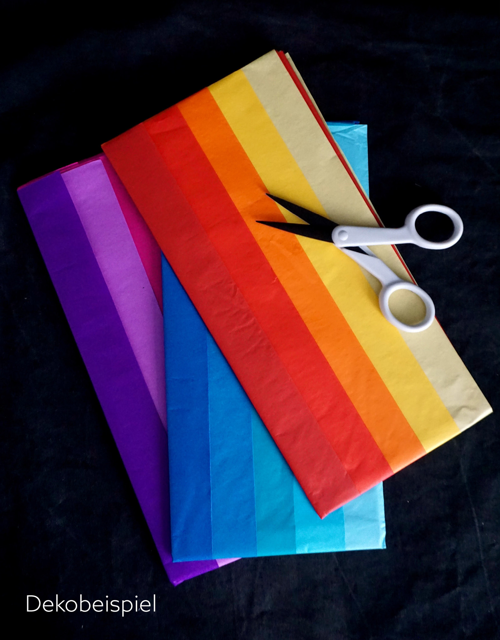 Buntes Seidenpapier (5 Bögen), verschiedene Farben)