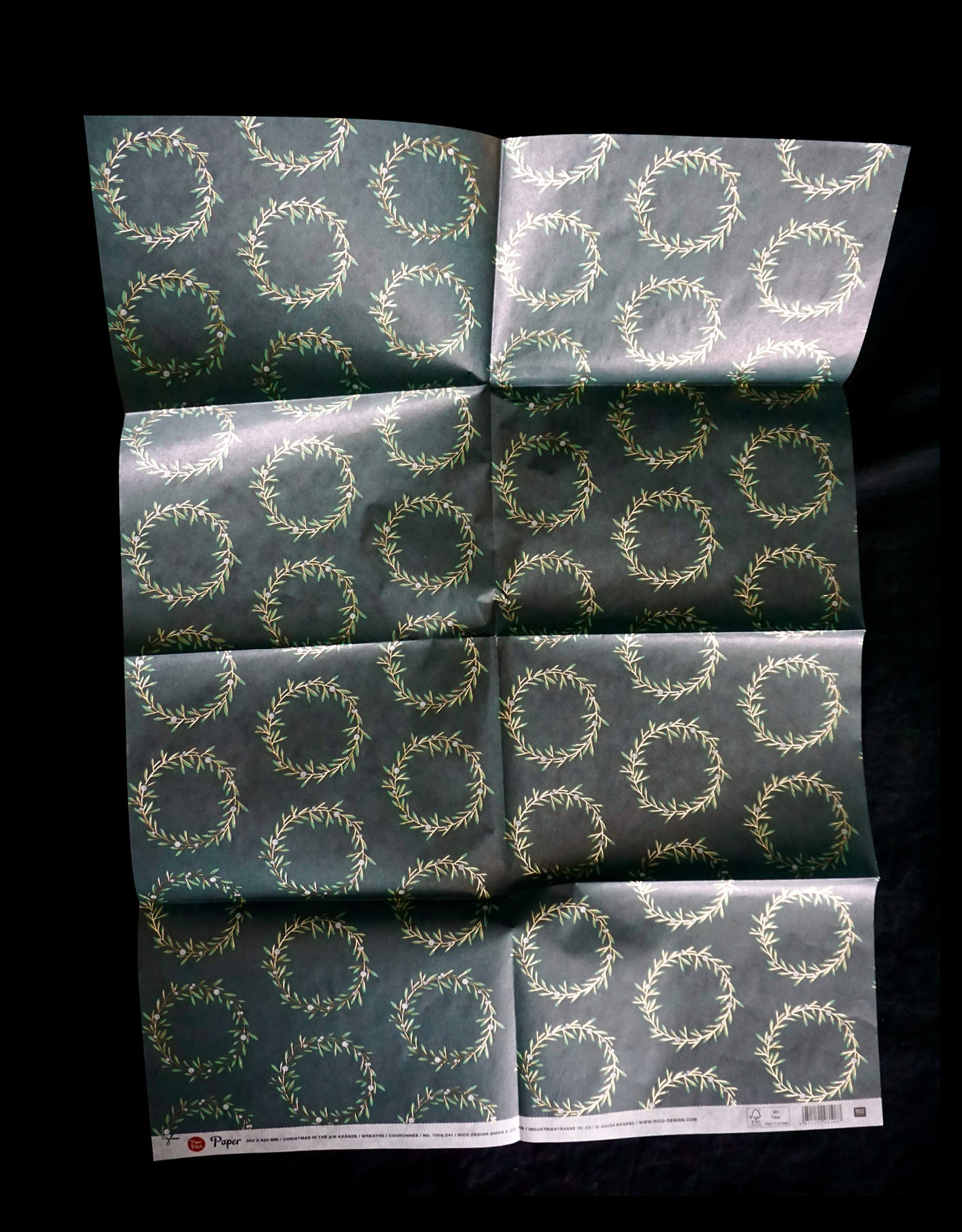 Decoupage Paper I Wreath Green-Gold I 3 sheets