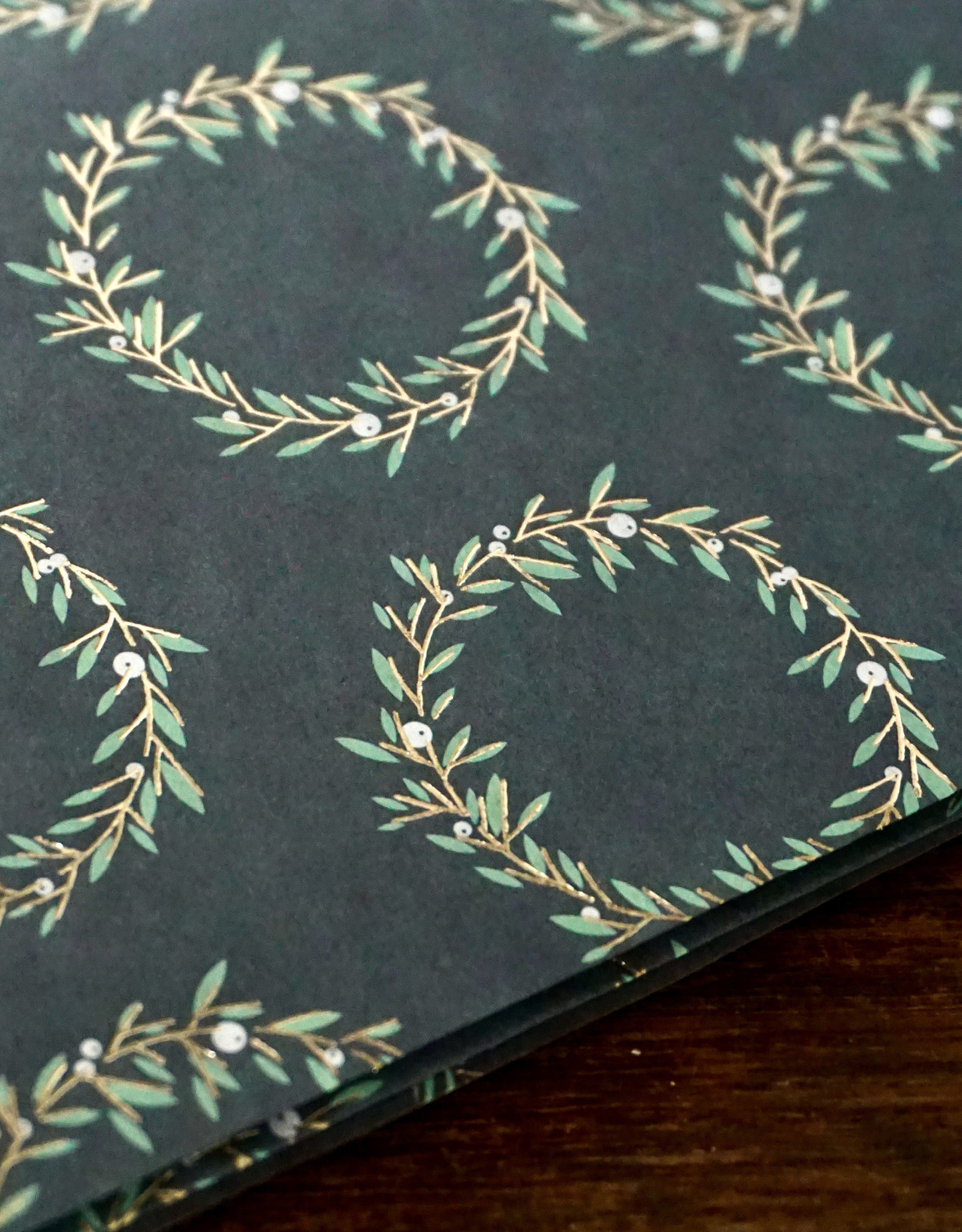Decoupage Paper I Wreath Green-Gold I 3 sheets