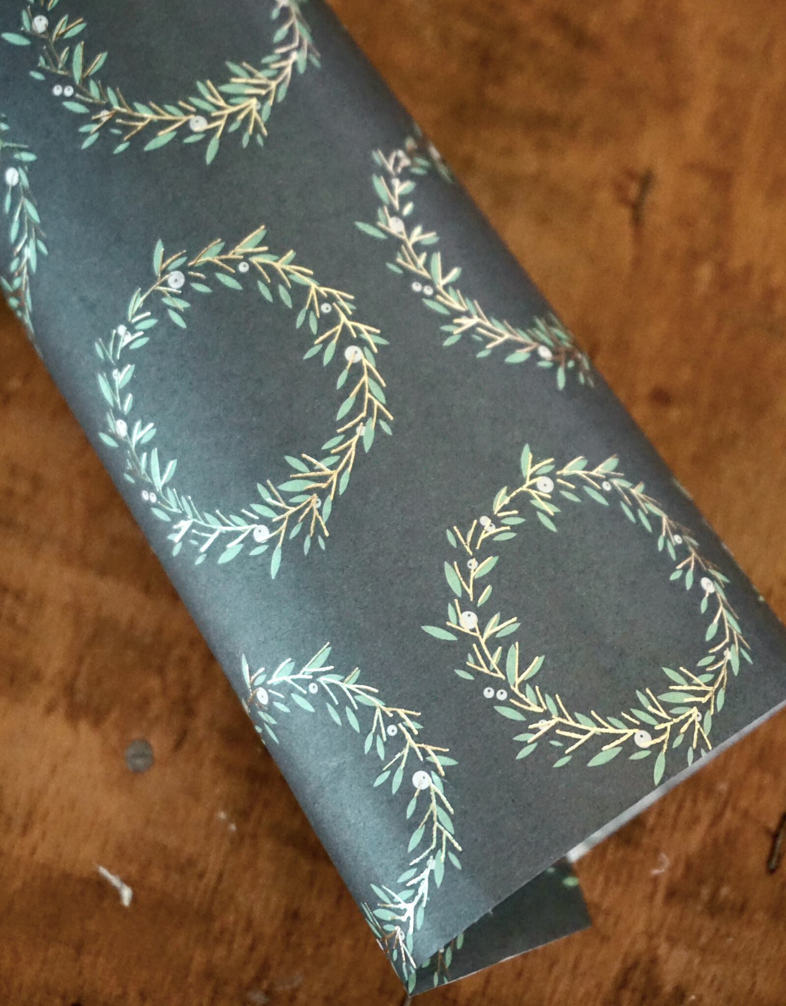 Decoupage Paper I Wreath Green-Gold I 3 sheets