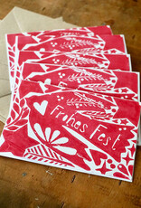 Christams Cards Set I Frohes Fest I Red I 5 cards including envelopes