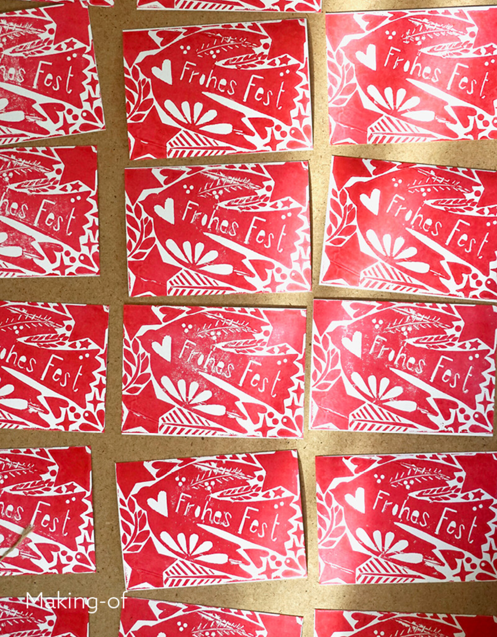 Weihnachtskarten-Set I Frohes Fest I Rot I 5 Karten inkl. Umschläge