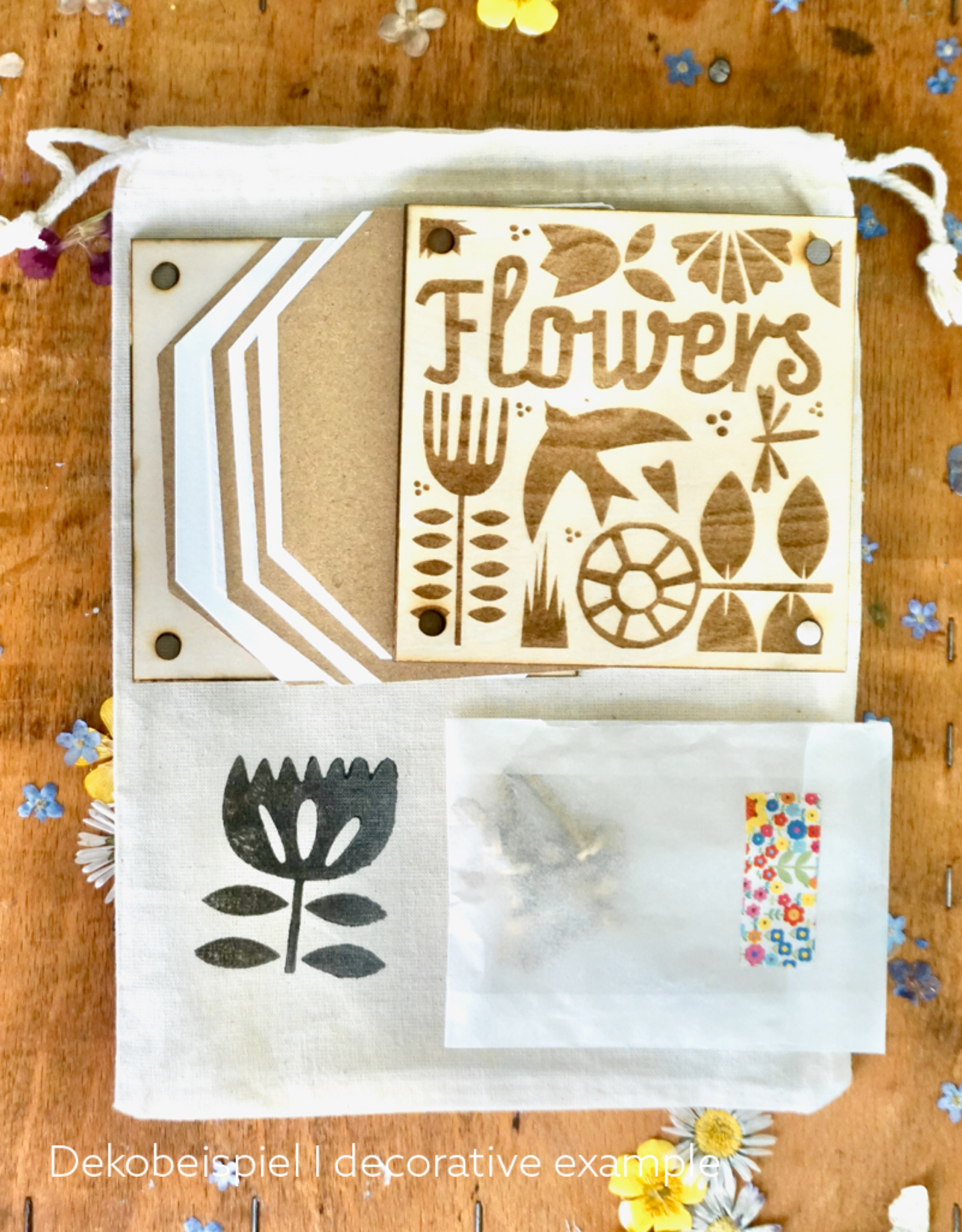 DIY Set  Mini flower press with bag | Customizable
