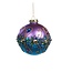 Chique kerstbal met glinstersteentjes en pailletten paars en blauw 10 cm