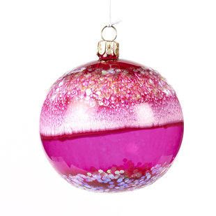 Roze Kerstbal met Glitters en Marmer Look