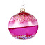 roze kerstbal van glas met glitters en marmer look 8 cm