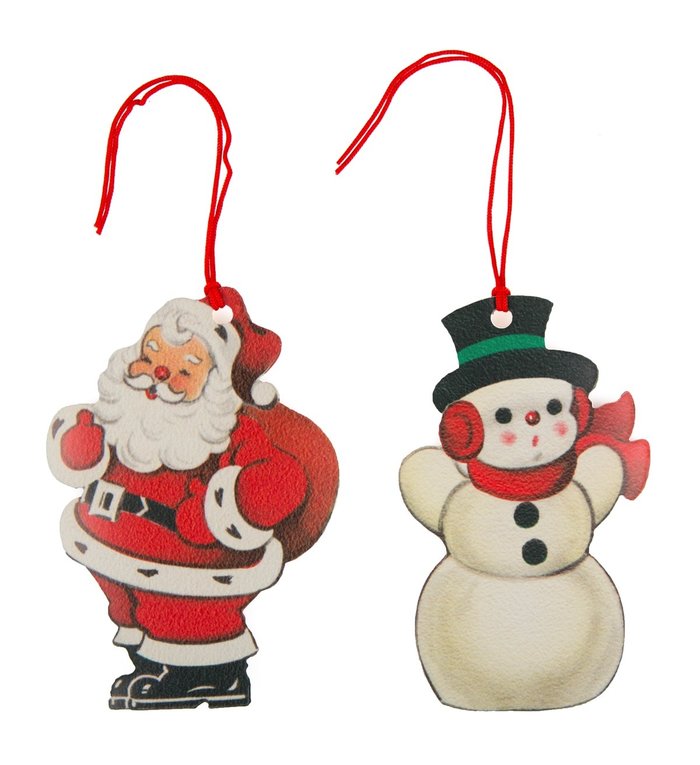 Sass & Belle Retro cadeaukaartjes / cadeau labels voor kerstcadeau met kerstman en sneeuwpop set van 10 stuks