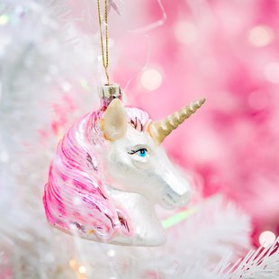 Unicorn Kerstboomhanger Roze en Zilver