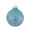 Glazen kerstballen met lichtblauwe glitters 7 cm